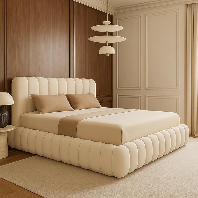 Luxury Cloud 9 Lookswish Teddy Boucle Modern Ottoman Storage Bed Frame Panel Headboard