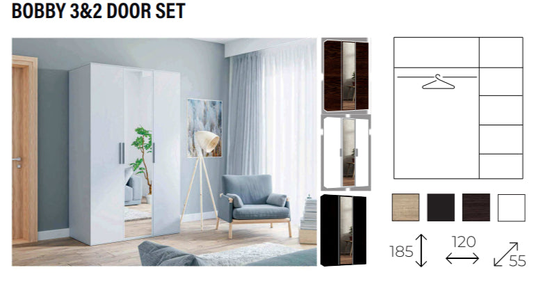 New Elevator LooksWish Luxury BOBBY sliding mirror wardrobe