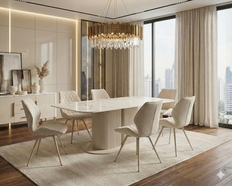 Sydney Cream Ceramic Dining Table - Lookswish
