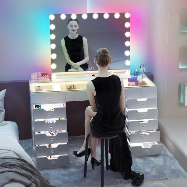 Luxury Ray Mary Hollywood Glow Vanity Mirror with RGB - 20 Dimmable LED Bulbs