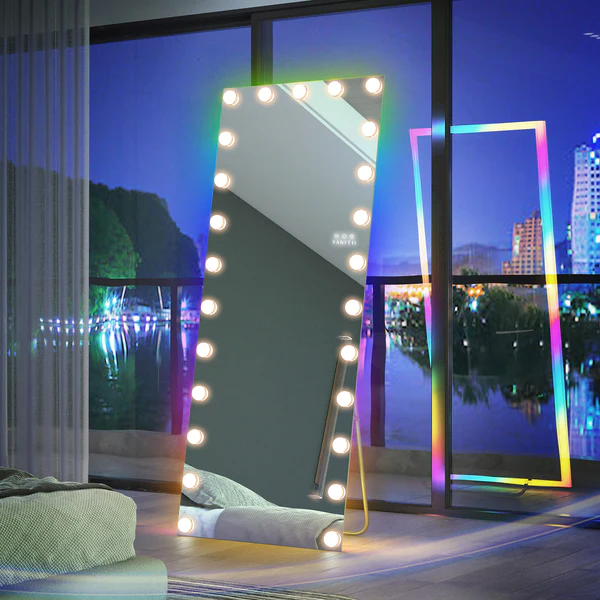 Luxury Ray Hollywood Vanity Mirror - Full Length Vanity Mirror with 25 Dimmable LED Bulbs and RGB