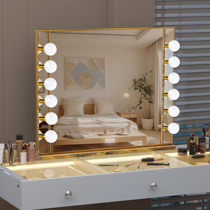 Luxury Chanel Gold Hollywood Vanity Mirror - 12 Dimmable LED Bulbs 3D Mirror Bluetooth Speaker