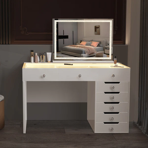 Luxury Ray Diana Vanity Makeup Desk - 8 Storage Drawers - 3D Mirror Bluetooth Speaker