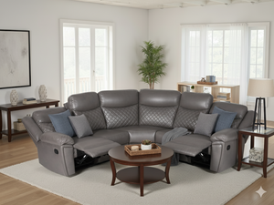 LooksWish Myra Recliner Sofa Grey Large Corner