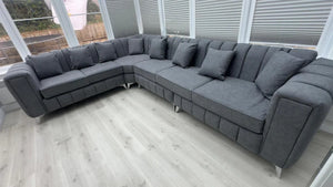 New Penal Lilly Grey Marble 6 Seater Corner L-Shape Comfy Sofa