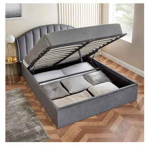 Amelina Winged Ottoman Bed Divan Storage Base & Wingback Headboard