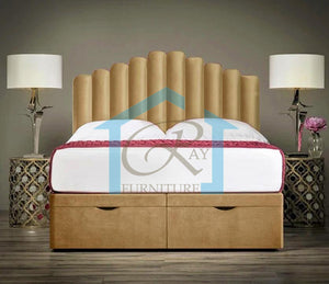 Amina Ottoman Bed Divan Ottoman Base With Designer Headboard