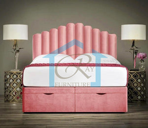 Amina Ottoman Bed Divan Ottoman Base With Designer Headboard