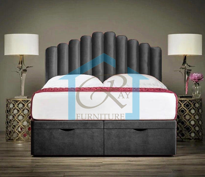 Amina Ottoman Bed Divan Ottoman Base With Designer Headboard