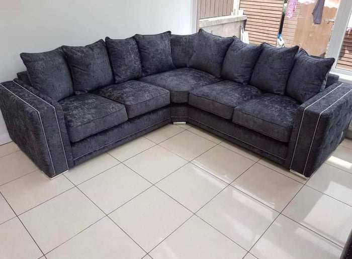 Alaska Truffle Fabric Double Corner Dark Grey Sofa