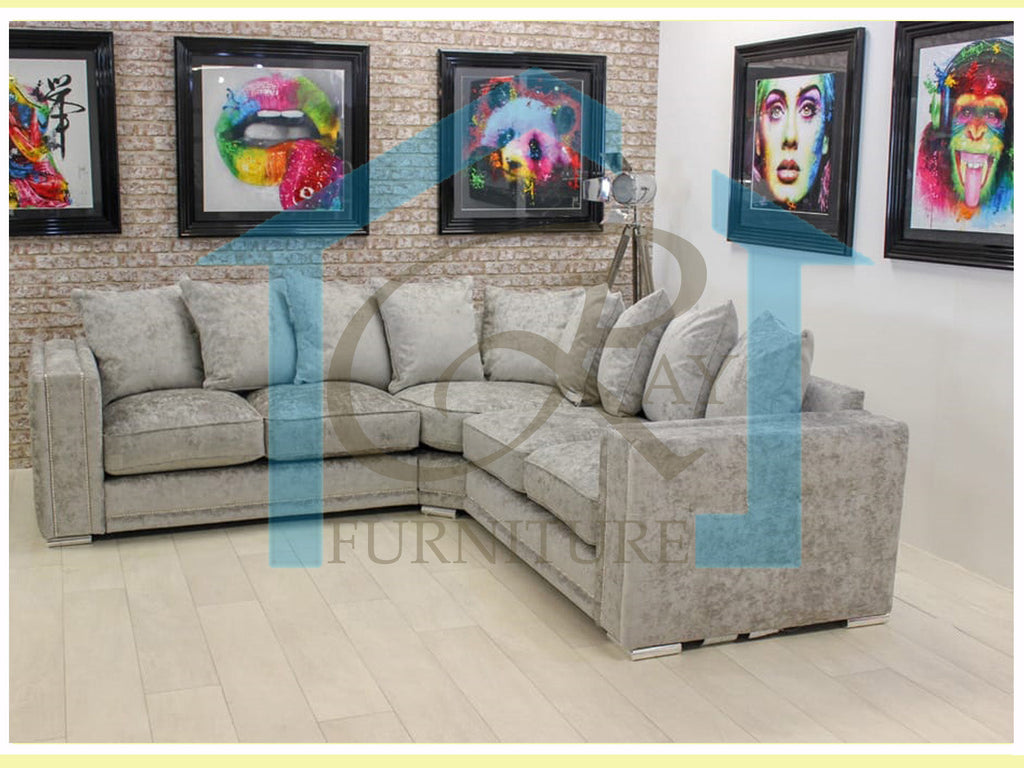 Alaska Truffle Fabric Double Corner Sofa Scatter Back