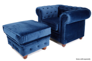 Chesterfield Universal Matching Footstool Blue
