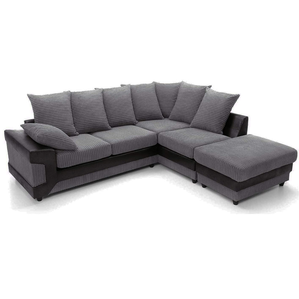 Dino Jumbo Fabric/Leather Sofa 5 Seater Corner