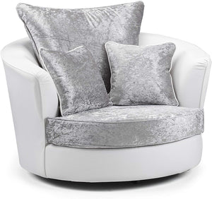 Farrow Crushed Velvet Leather White/Silver Cuddle Chair