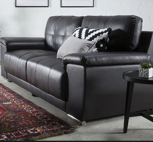 Kansas Black Leather 3+2 Seater Sofa Set