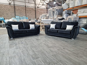 Luxe Plush Black Grey Sofa 3+2 Seater Sofa Set