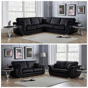 Luxe Plush Black Grey Sofa 3+2 Seater Sofa Set