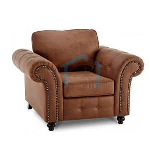 Oakland Armchair Leather PU Brown Chesterfield