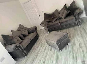 Olympia Chesterfield Plush Velvet 3+2 Sofa Set