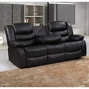 Roma Recliner 2+2 Black Leather Sofa