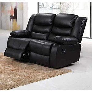 Roma Recliner 2+2 Black Leather Sofa