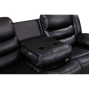 Roma Recliner 2+2 Black Leather Sofa
