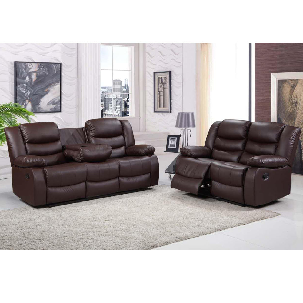 Roma Recliner 3+2 Brown Leather Sofa Set