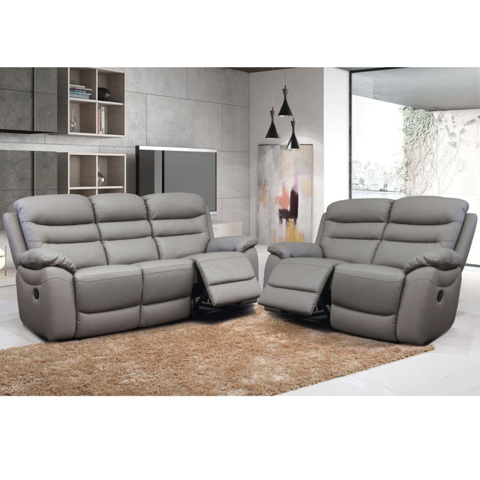 Roma Recliner 3+2 Grey Leather Sofa – Looks_Wish - Main Image