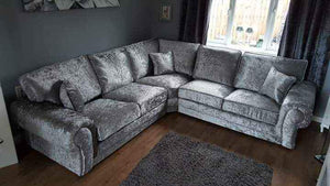 Milan Sofa Crushed Velvet Silver Corner