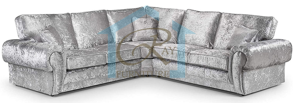 Milan Sofa Crushed Velvet Silver Corner