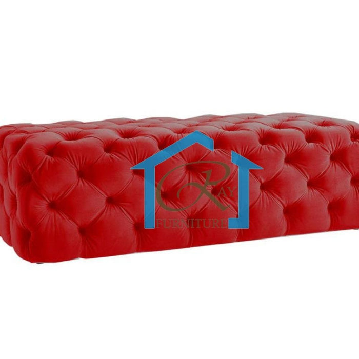 Designer Footstool Pouffe Bench Plush Velvet Upholstered Tufted Stool Coffee Table