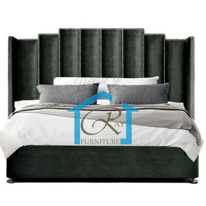 Avery Sleigh Style Winged Bed Frame Designer Upholstered Bed Frame With Wingback Headboard