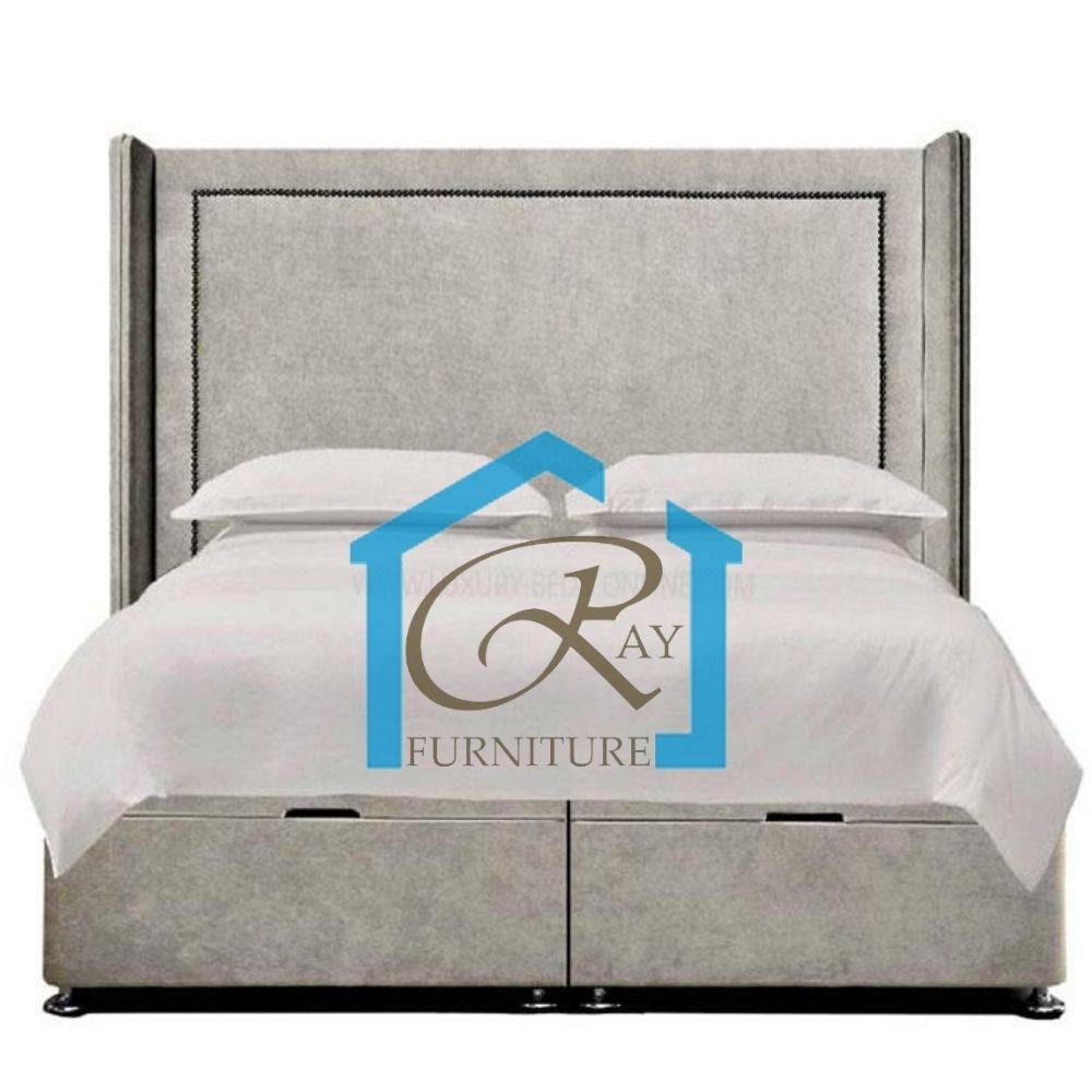 ESQUIRE WINGED OTTOMAN BED DIVAN STORAGE BASE WINGBACK HEADBOARD