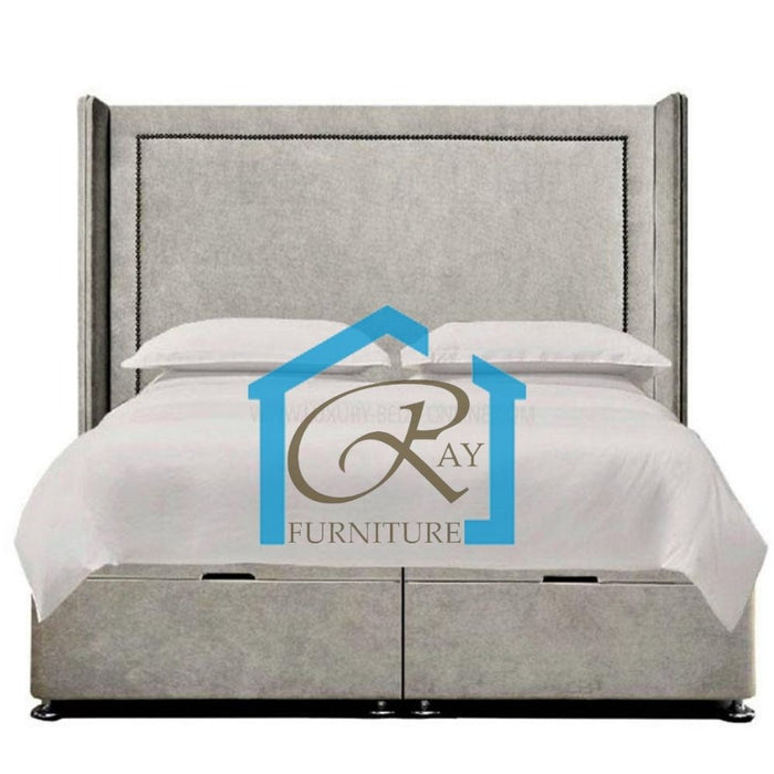 ESQUIRE WINGED OTTOMAN BED DIVAN STORAGE BASE WINGBACK HEADBOARD