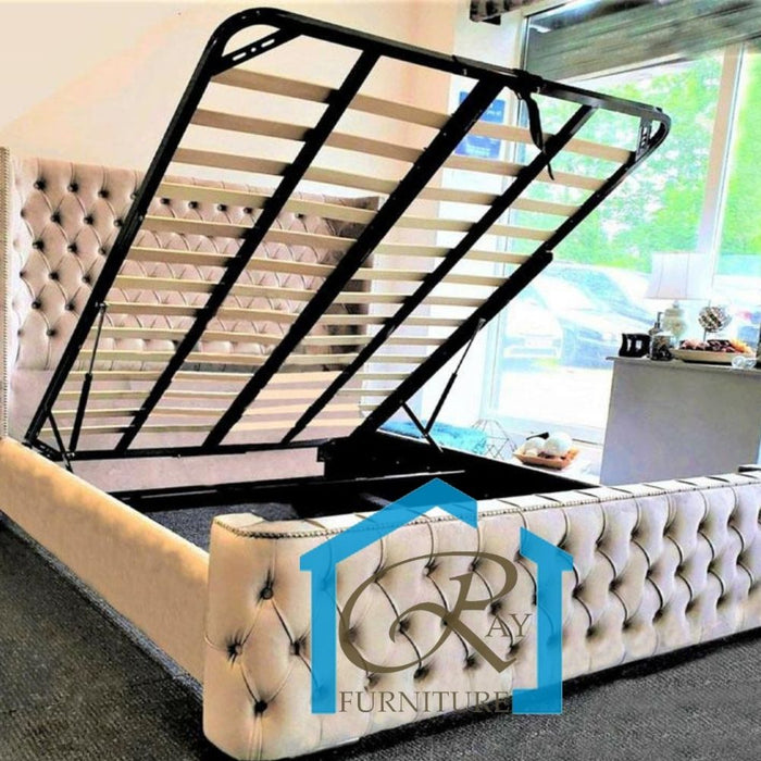 WINGBACK BED OTTOMAN STORAGE BED
