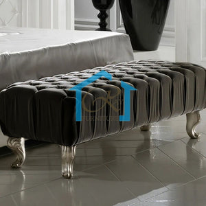 LONDONA LUXURY FOOTSTOOL BENCH PLUSH VELVET UPHOLSTERED COFFEE TABLE BENCH FOOT-STOOL END TABLE