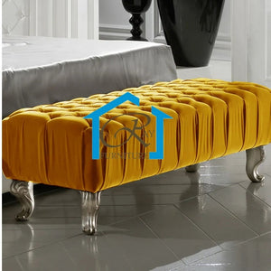 LONDONA LUXURY FOOTSTOOL BENCH PLUSH VELVET UPHOLSTERED COFFEE TABLE BENCH FOOT-STOOL END TABLE