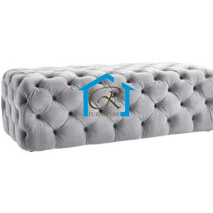 Designer Footstool Pouffe Bench Plush Velvet Upholstered Tufted Stool Coffee Table
