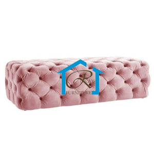 Designer Footstool Pouffe Bench Plush Velvet Upholstered Tufted Stool Coffee Table