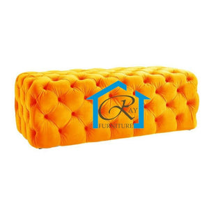 Designer Footstool Pouffe Bench Plush Velvet Upholstered Tufted Stool Coffee Table