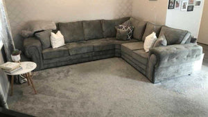 Vegas Chesterfield Fullback Grey 6 Seater Corner Sofa