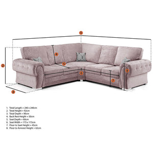 Vegas Chesterfield Full Back Corner Sofa Mink