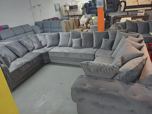 Verona U-Shape Chesterfield Sofas 5 Sections Plush Velvet Scatter Sofa