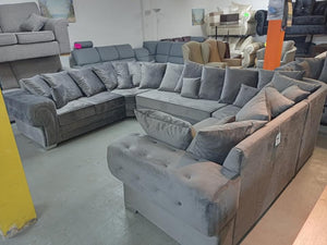 Verona U-Shape Chesterfield Sofas 5 Sections Plush Velvet Scatter Sofa