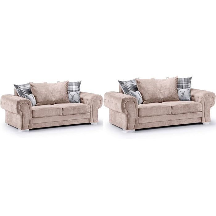 Verona Chesterfield Sofa 3+2 Seater Mink