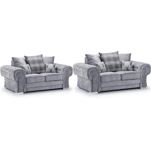 Verona Chesterfield Sofa 3+2 Seater Mid Grey