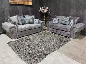 Verona Chesterfield Sofa 3+2 Seater Mid Grey