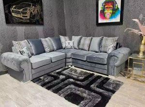 Verona Chesterfield Sofa Double Corner Mid Grey