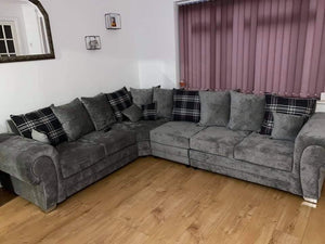 Verona Chesterfield Sofa 6 Seater Corner Grey